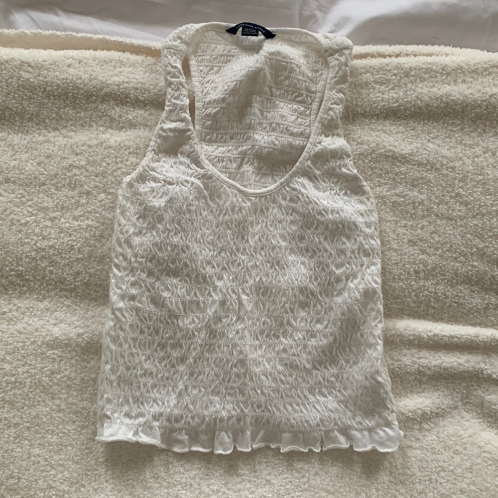 AE ruched white racer back tank